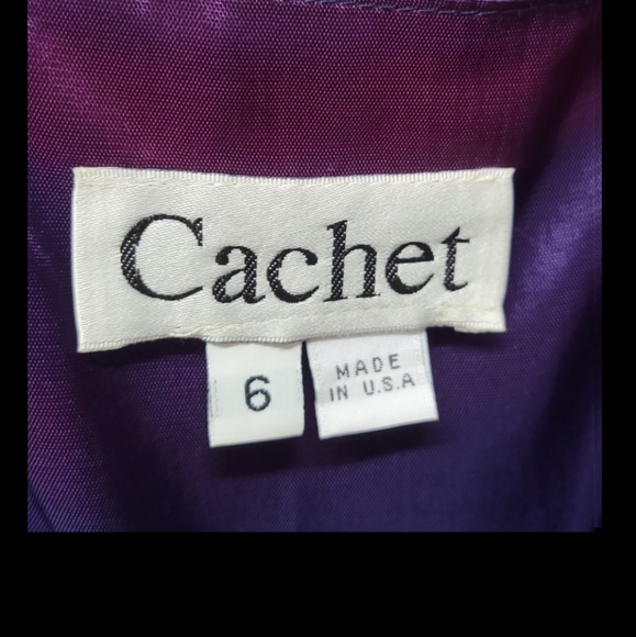 Cachet purple blue iridescent gown rhinstones straps size 6 NWOT - Picture 7 of 7